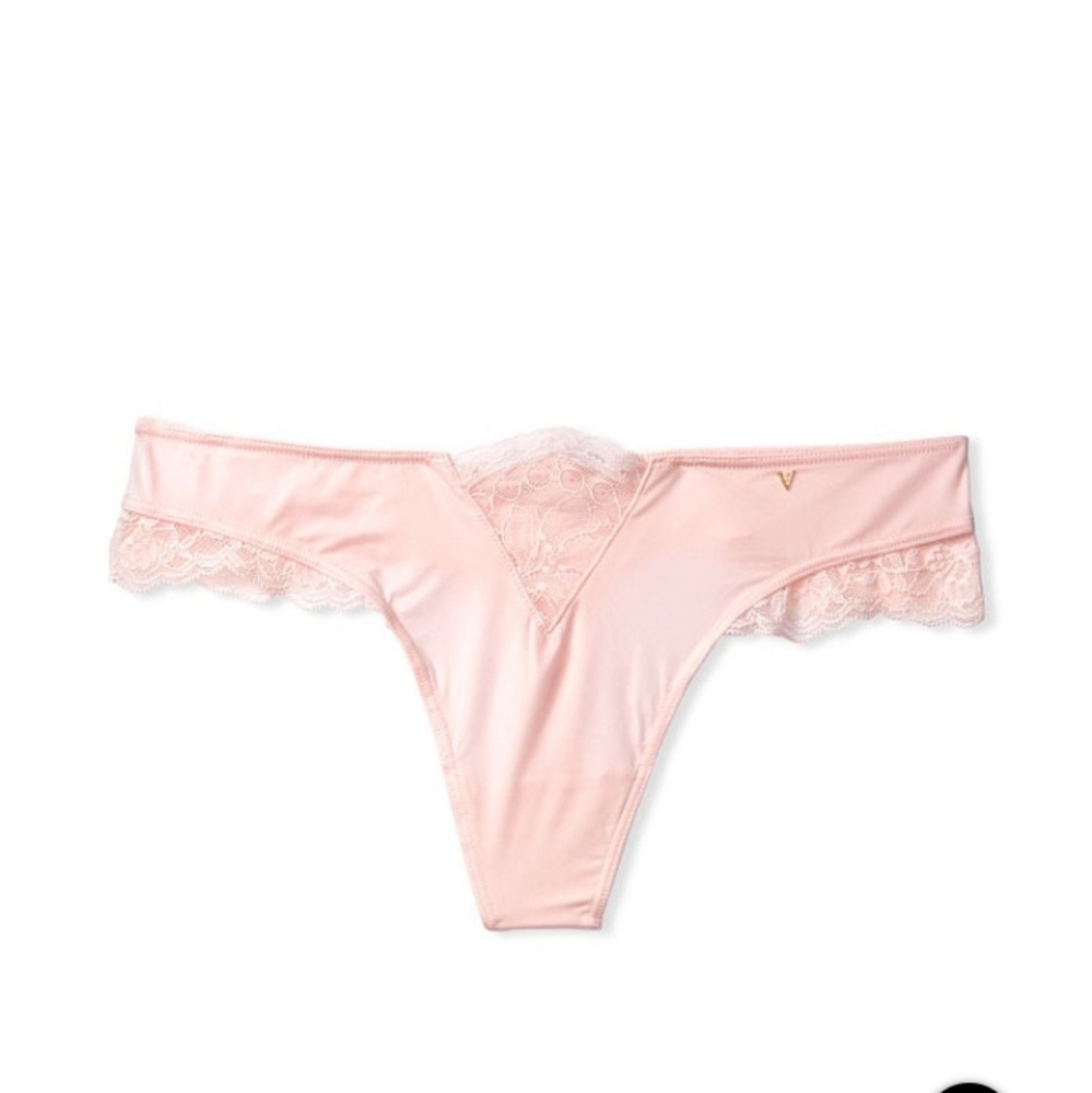 Victoria Secret-Pink Micro Lace Inset Satin & Lace Panty-XXL